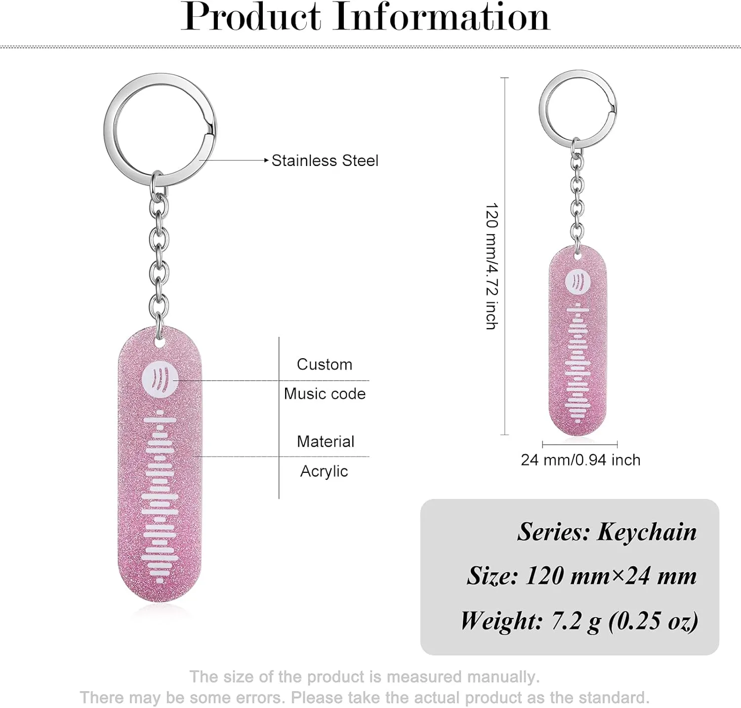 Personalized Music Spotify Scan Code Keychain Custom Stainless Steel Keychain Jewelry Gift for Men/Women