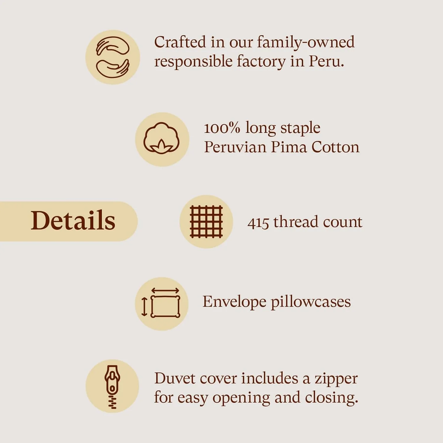 Peru Pima Duvet Cover Set – King/Cal King, 100% Peruvian Pima Cotton, Percale, 415 Thread Count, Cooling & Breathable, Hidden Zipper, Hotel-Quality Soft Bedding, 3 Pieces, White