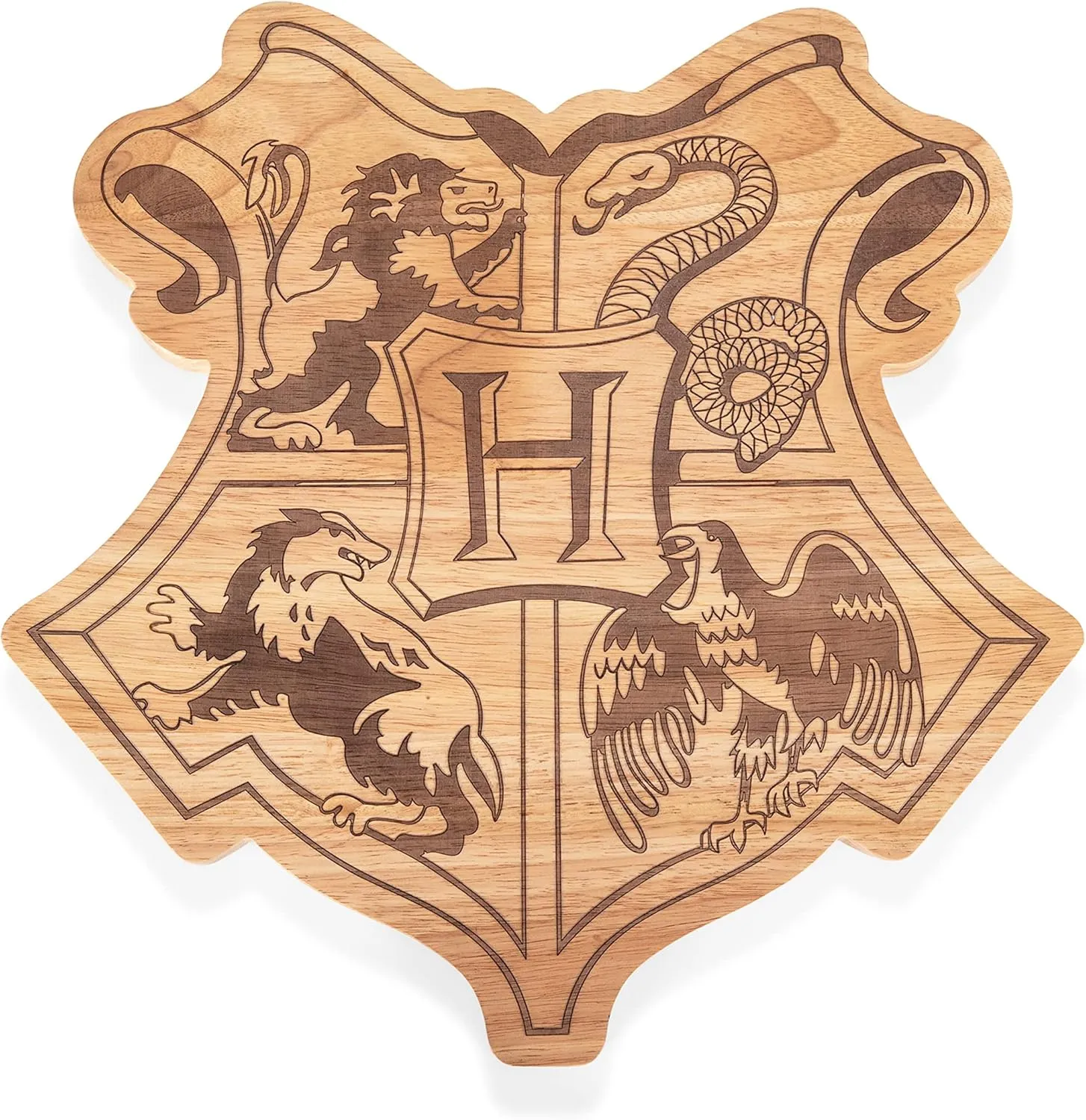 PICNIC TIME Harry Potter Hogwarts Crest 16" Serving Board, Charcuterie Board, Serving Tray, Cutting Board (Parawood), Harry Potter Hogwarts 16" X 16" - Parawood, 16 x 16 x 0.75