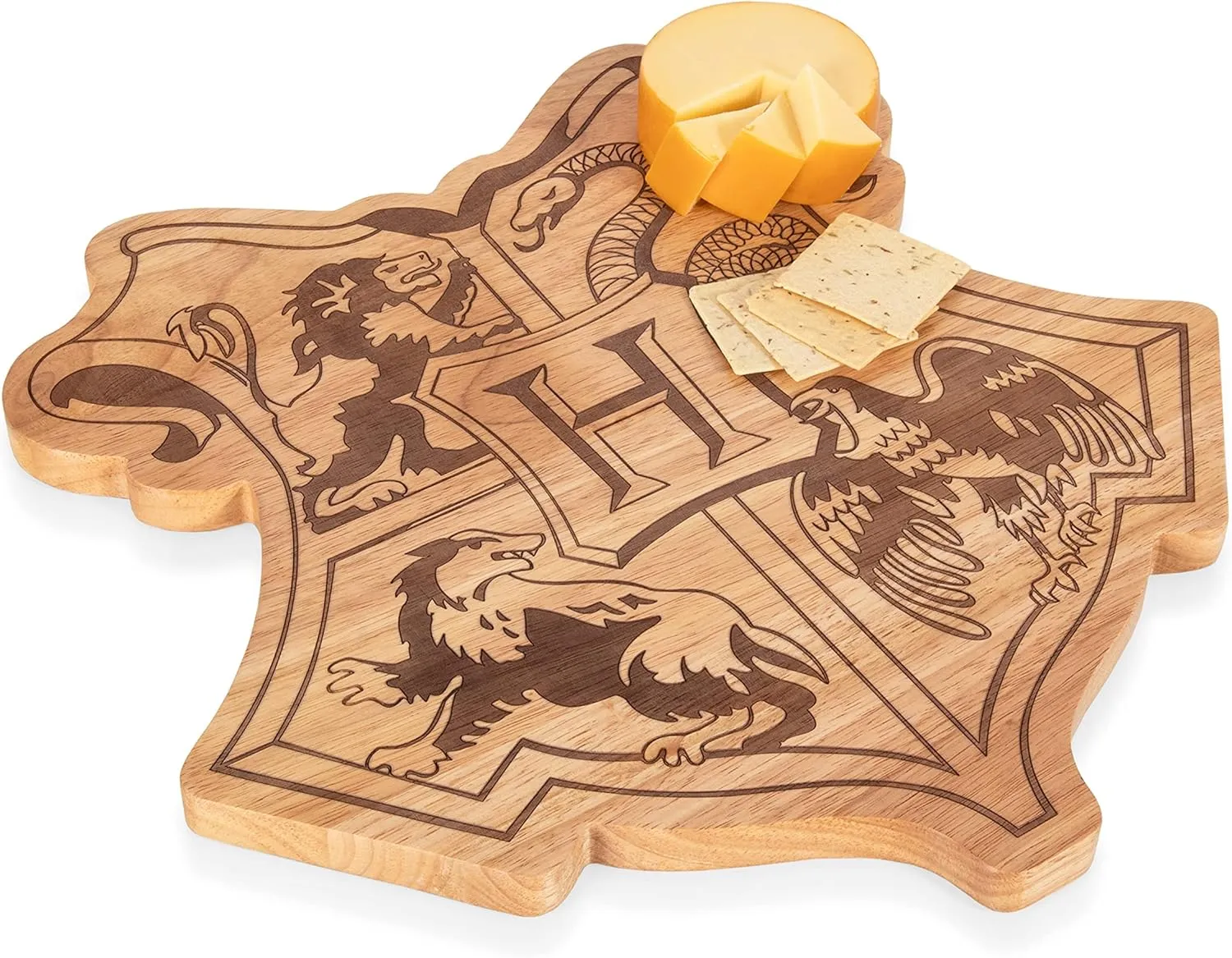 PICNIC TIME Harry Potter Hogwarts Crest 16" Serving Board, Charcuterie Board, Serving Tray, Cutting Board (Parawood), Harry Potter Hogwarts 16" X 16" - Parawood, 16 x 16 x 0.75