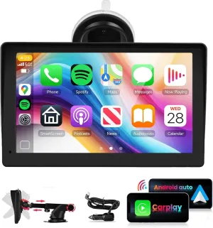 Podofo Wireless CarPlay Car Screen, 7 inch HD IPS Touchscreen Portable Car Radio Receiver, Car Stereo with Android Auto/Ariplay Mirror Link/Bluetooth/GPS, for Car Truck SUV Pickup RV Van