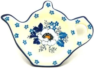 Polish Pottery Tea Bag Holder - White Poppy