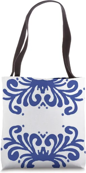 porcelain inspired motif - blue white abstract art Tote Bag