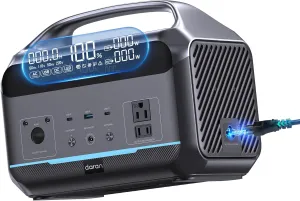 Portable Power Station, Outdoor 288Wh(90,000mAh) LiFePO4 Battery, 600W(1200W Surge) AC Outlets, 1.7H Fast Charging Solar Generator for Camping, RV Travel, Home Use（Solar Optional)