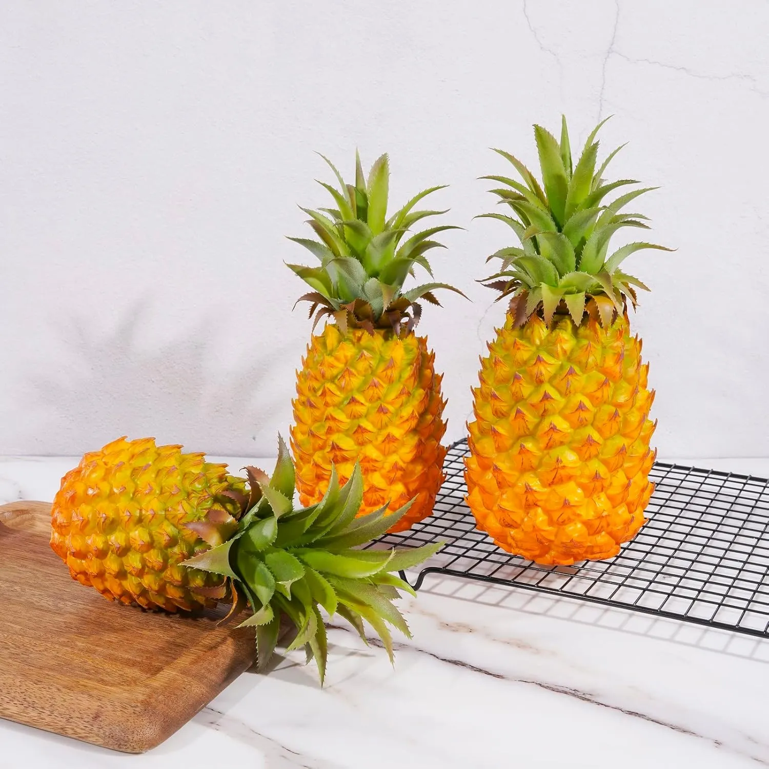 QIRMIZI 2 Pack Artificial Pineapple -Simulated Fruit Decoration, Lifelike Fake Fruit Model, Perfect for Home Decor, Kitchen, Party & Photography Prop – Realistic & Eco-Friendly,Yellow Large