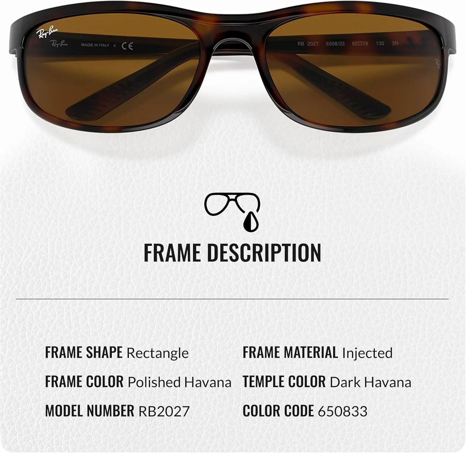 Ray-Ban RB2027 PREDATOR 2 Rectangle Sunglasses With Eyewear Kit Bundle - High Bridge Fit - Retro Sunglasses