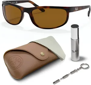 Ray-Ban RB2027 PREDATOR 2 Rectangle Sunglasses With Eyewear Kit Bundle - High Bridge Fit - Retro Sunglasses