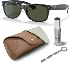 Ray-Ban RB2132 NEW WAYFARER Classic Square Shape Sunglasses With Eyewear Kit Bundle - High Bridge Fit - Square Sunglasses
