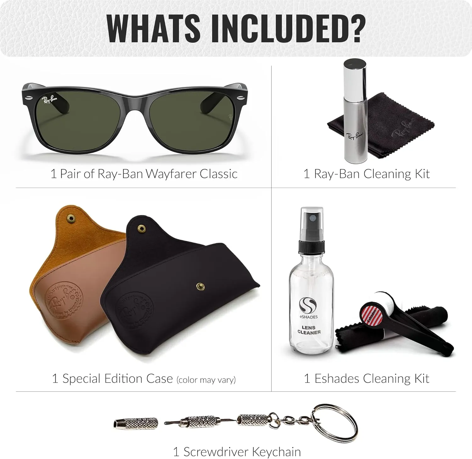 Ray-Ban RB2132 NEW WAYFARER Classic Square Shape Sunglasses With Eyewear Kit Bundle - High Bridge Fit - Square Sunglasses