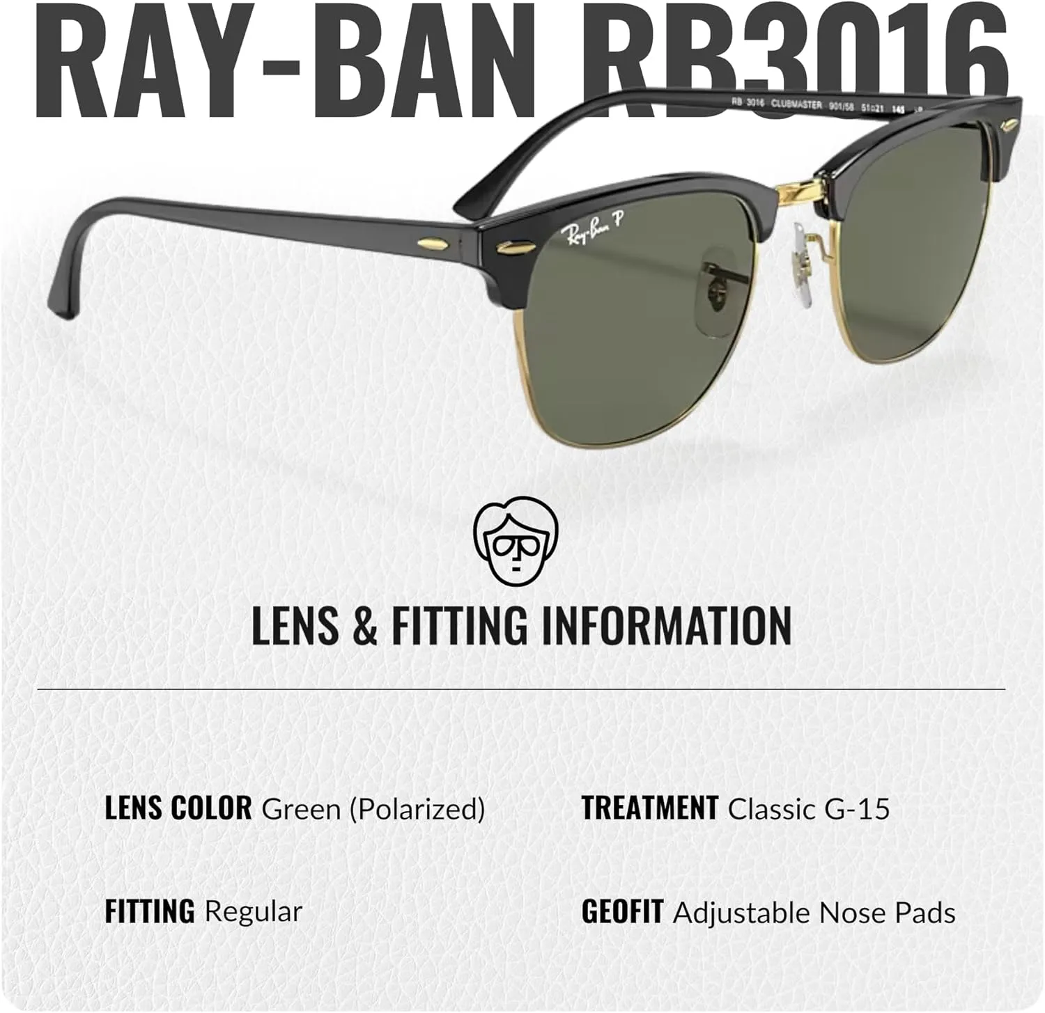 Ray-Ban RB3016 Clubmaster Classic Square Shape Sunglasses With Eyewear Kit Bundle - High Bridge Fit -Casual Square Sunglasses