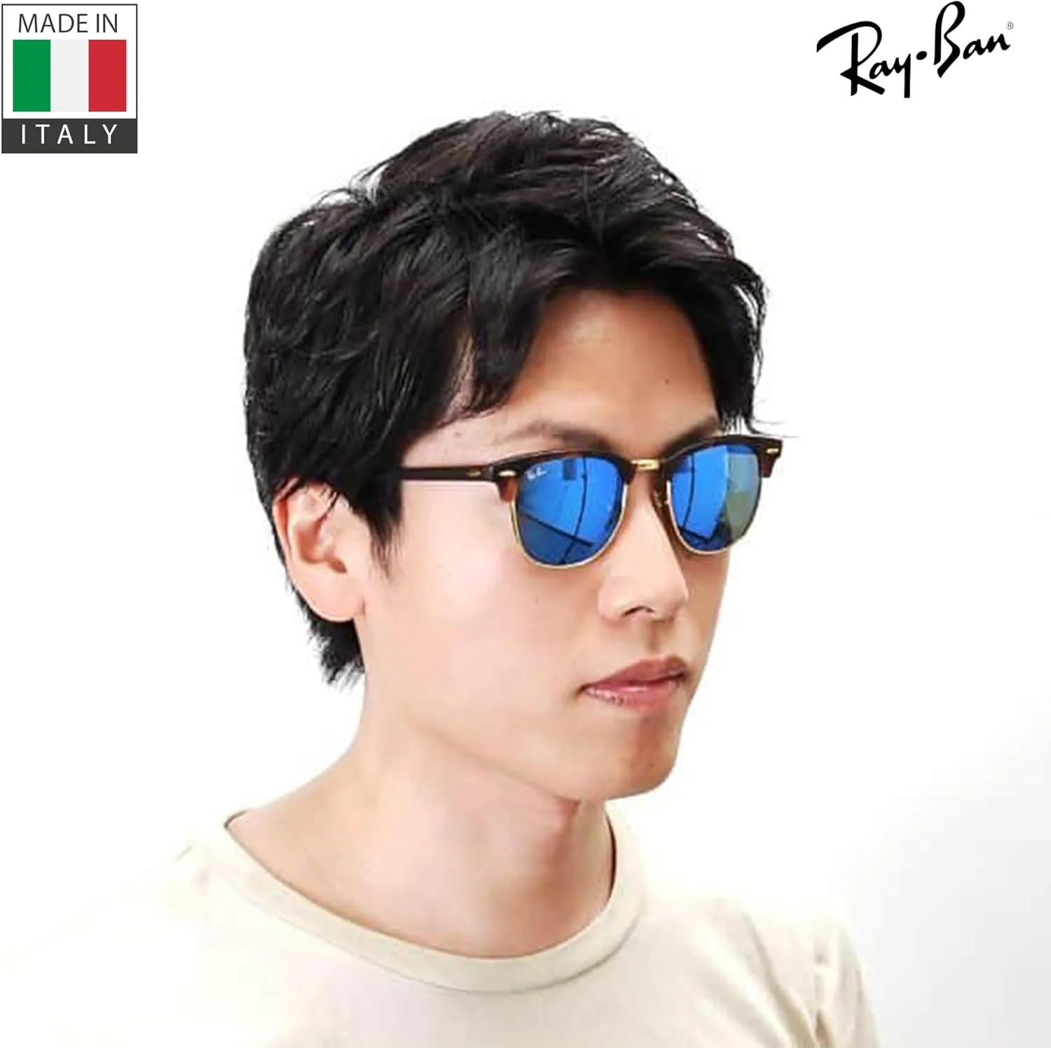 Ray-Ban RB3016 Clubmaster Classic Square Shape Sunglasses With Eyewear Kit Bundle - High Bridge Fit -Casual Square Sunglasses