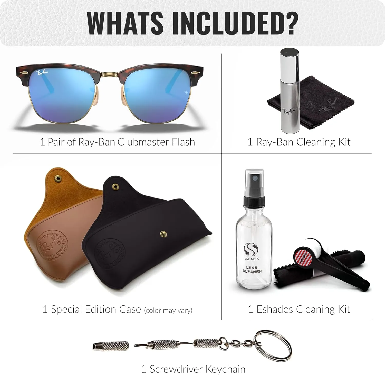 Ray-Ban RB3016 Clubmaster Classic Square Shape Sunglasses With Eyewear Kit Bundle - High Bridge Fit -Casual Square Sunglasses