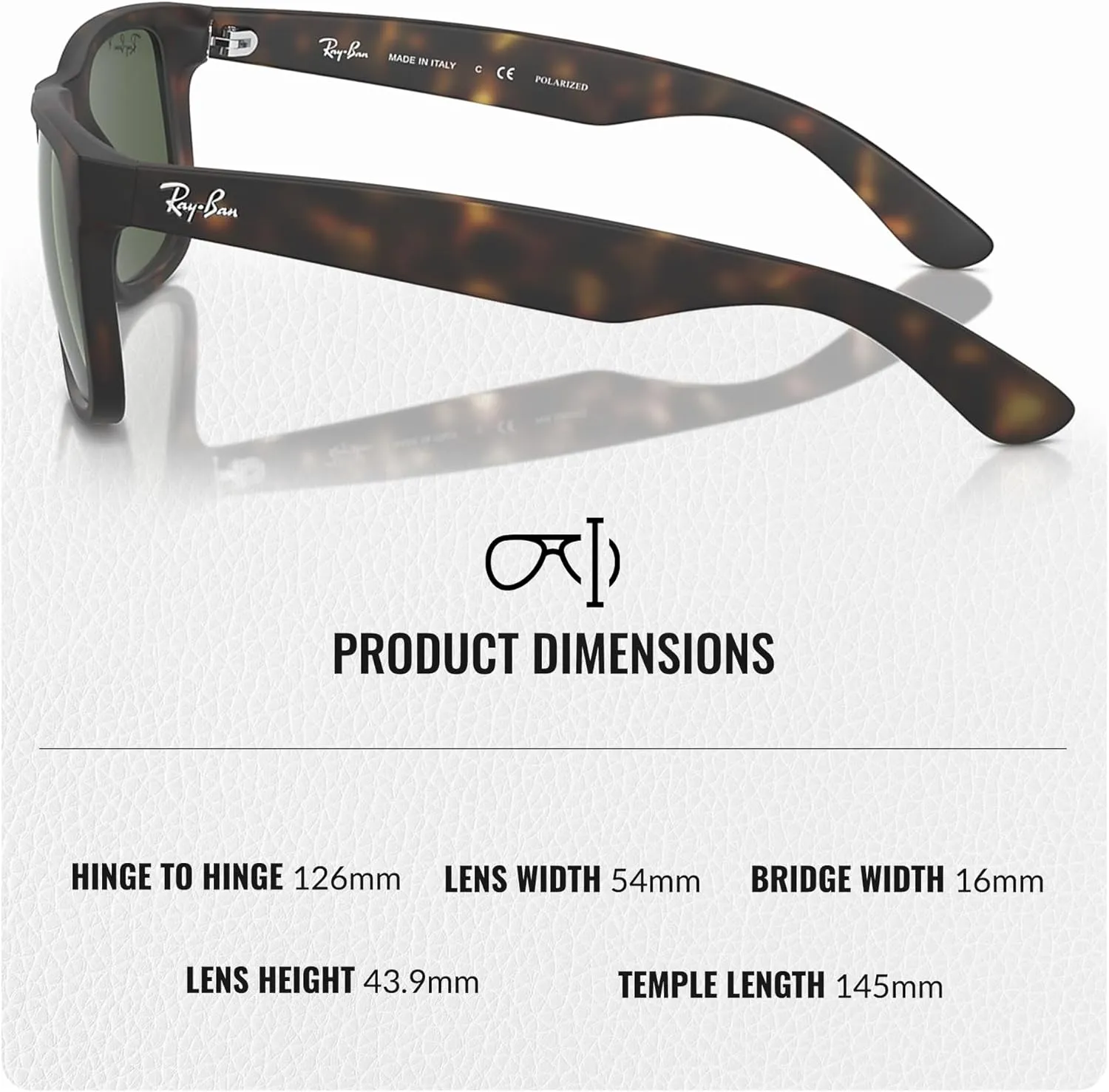 Ray-Ban RB4165 JUSTIN Classic Square Shape Sunglasses With Eyewear Kit Bundle - High Bridge Fit - Square Sunglasses