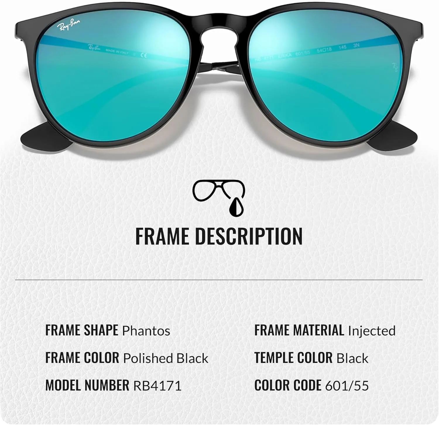 Ray-Ban RB4171 ERIKA Classic Phantos Shape Sunglasses With Eyewear Kit Bundle - High Bridge Fit - Retro Sunglasses