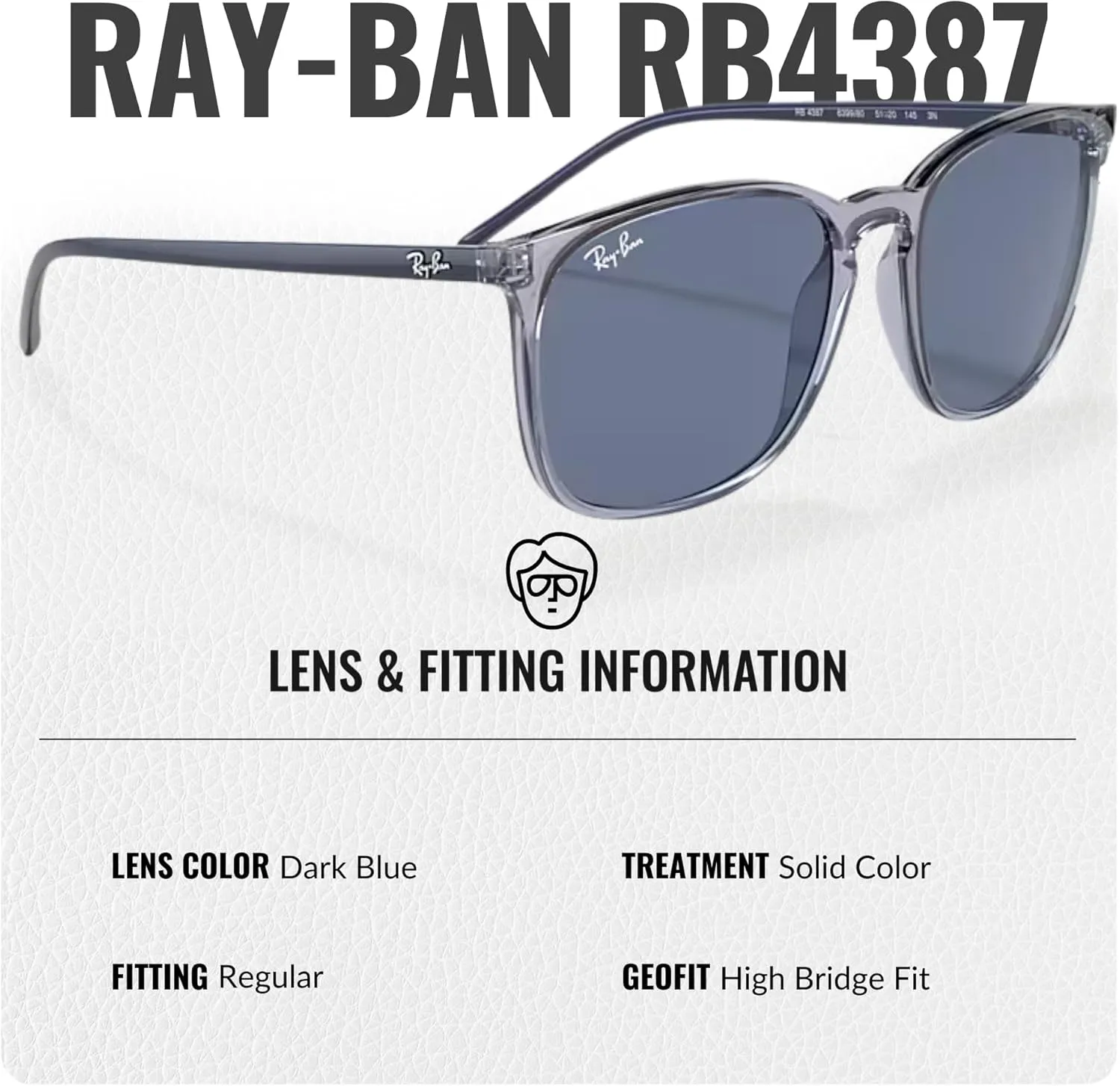 Ray-Ban RB4387 Square Shape Sunglasses for Men & Women With Eyewear Kit Bundle- Timeless Classic Sun Glasses