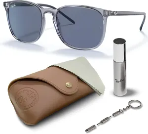 Ray-Ban RB4387 Square Shape Sunglasses for Men & Women With Eyewear Kit Bundle- Timeless Classic Sun Glasses