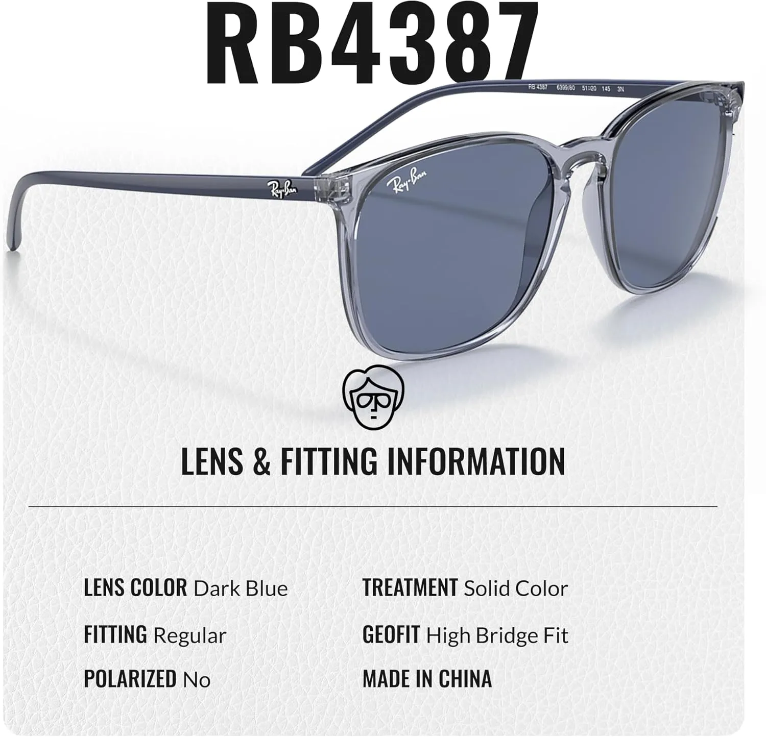 Ray-Ban RB4387 Square Shape Sunglasses for Men & Women With Eyewear Kit Bundle- Timeless Classic Sun Glasses