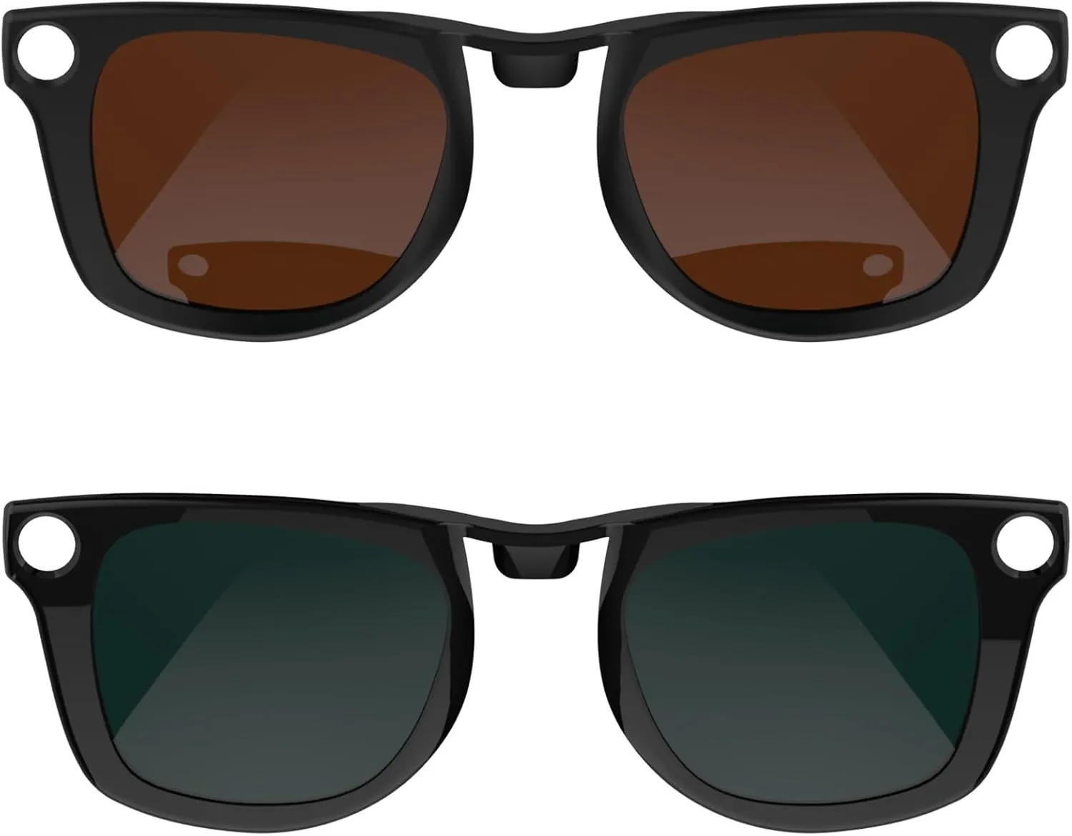 RCstyle Polarized Clip Compatible With Ray-Ban Meta Wayfarer (RW4008 Size M Standard 50-22) Smart Glasses Color Changing Clip Set (Brown, Dark Green)