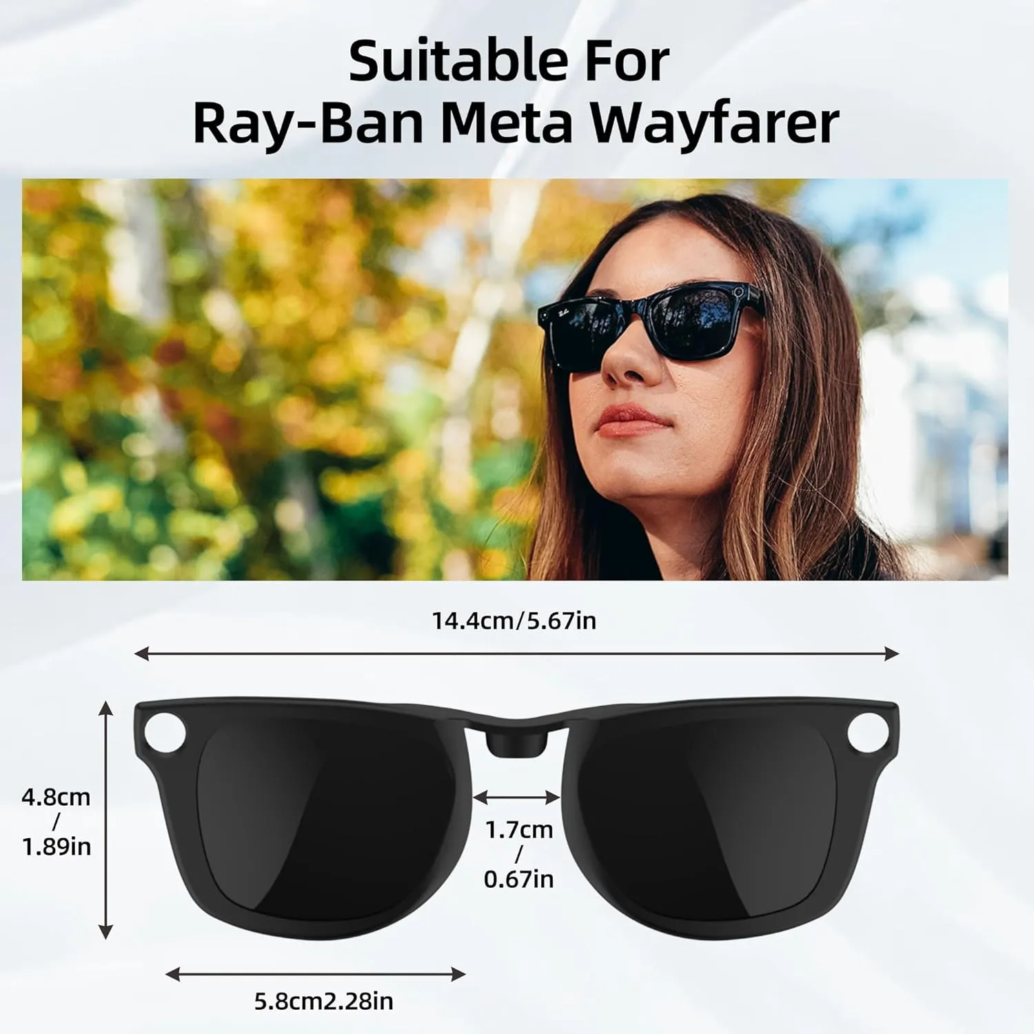 RCstyle Polarized Clip Compatible With Ray-Ban Meta Wayfarer (RW4008 Size M Standard 50-22) Smart Glasses Color Changing Clip Set (Brown, Dark Green)