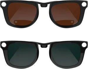 RCstyle Polarized Clip Compatible With Ray-Ban Meta Wayfarer (RW4008 Size M Standard 50-22) Smart Glasses Color Changing Clip Set (Brown, Dark Green)