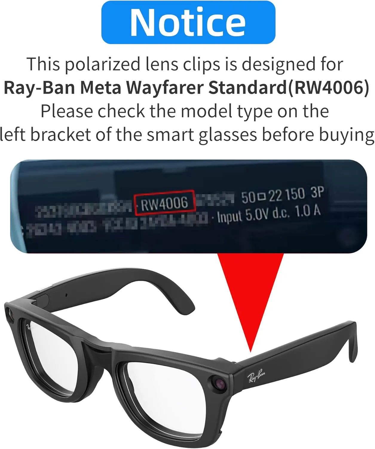 RCstyle Polarized Clip Compatible With Ray-Ban Meta Wayfarer (RW4008 Size M Standard 50-22) Smart Glasses Color Changing Clip Set (Brown, Dark Green)