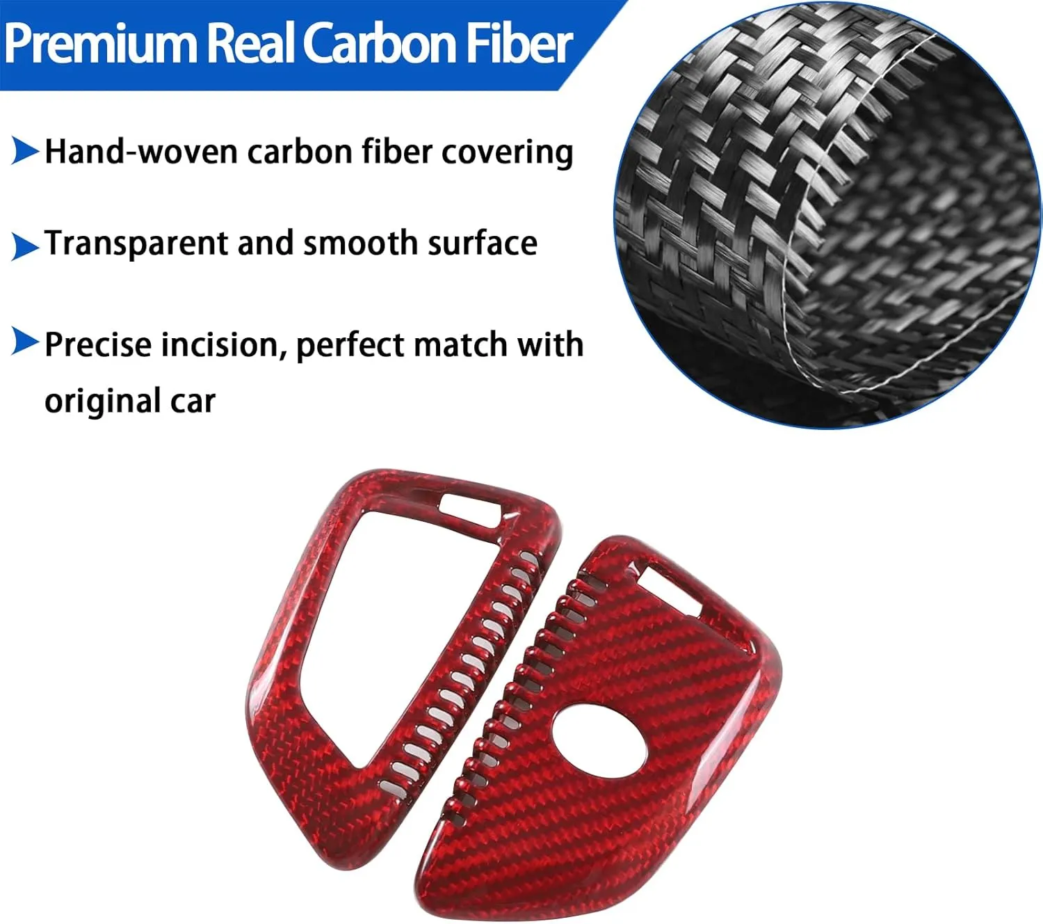 Real Carbon Fiber Key Fob Case Cover Compatible with Toyota Supra GR A90 A91 MK5 2019-2024, Smart Remote Key Case Cover Keychain Trim Accessories, 1PCS (Red)