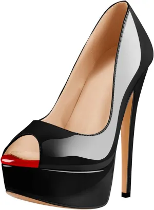 Richealnana Women's Peep Toe Platform Classic Pumps