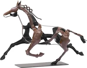 Running Horse Sculpture Decor, Handmade Metal Horse Statue Home Decor, Rustic Animal Statue Gifts for Women (Vintage Brown)