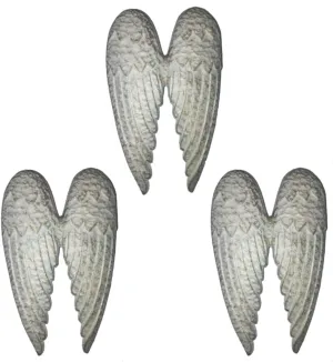 Rustic Brushed Gold cast iron angel wings, three piece set