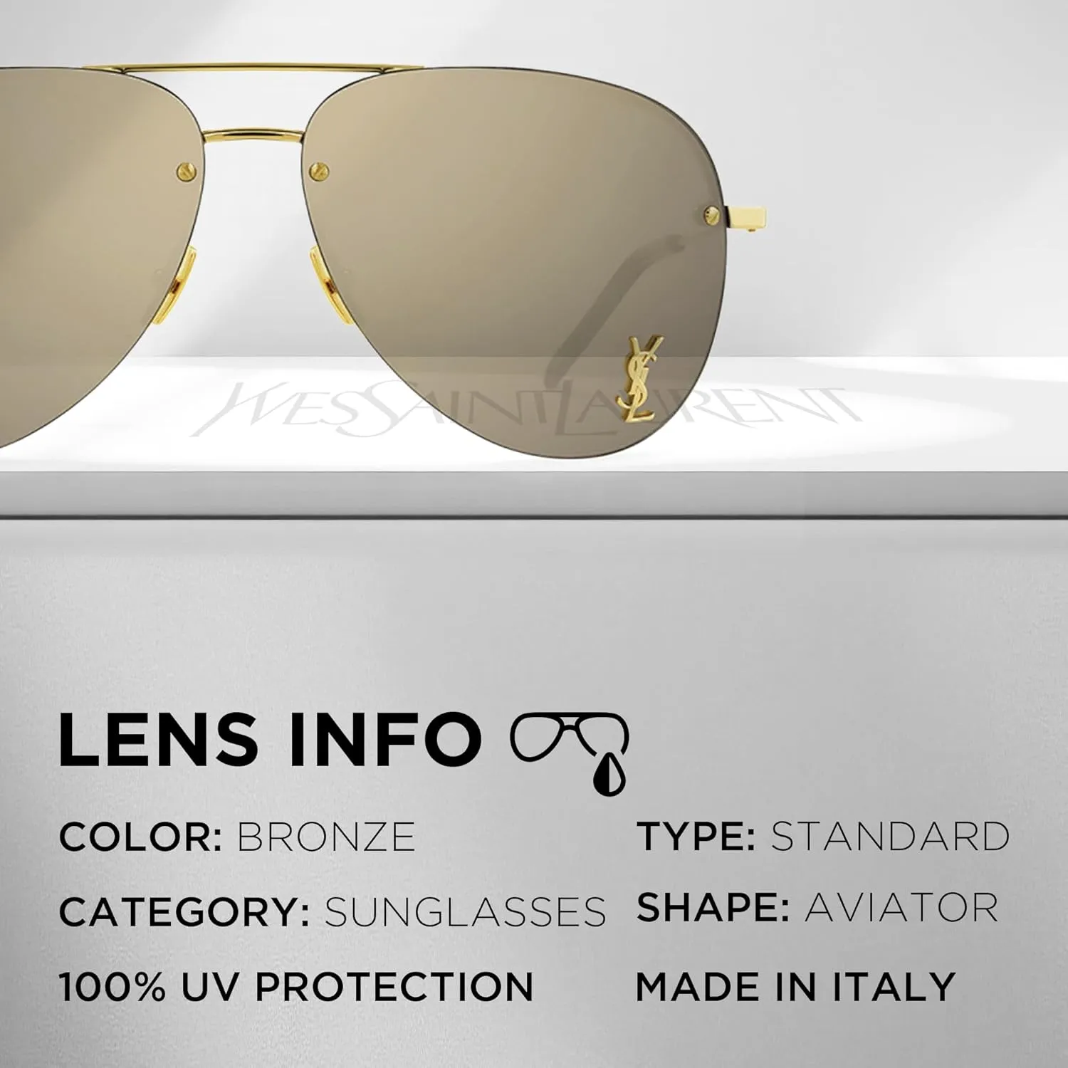 SAINT LAURENT SL CLASSIC 11 M Pilot shape Sunglasses   Bundle with eSHADES Luxury Eyewear Kit