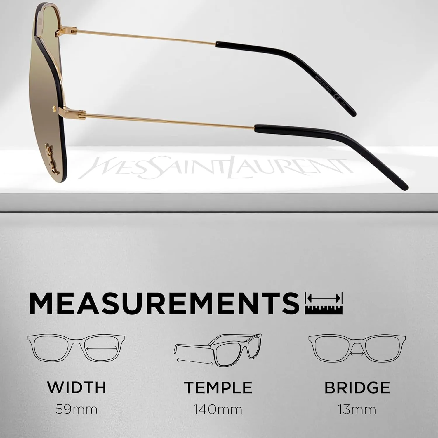 SAINT LAURENT SL CLASSIC 11 M Pilot shape Sunglasses   Bundle with eSHADES Luxury Eyewear Kit