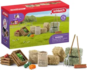 Schleich Horse Club 14pc. Toy Feed and Accessory Set for Horses and Animals - Detailed Hay, Straw, and Carrot Horse Feed, for Education and Imaginative Play for Girls and Boys, Gift for Kids Ages 5 
