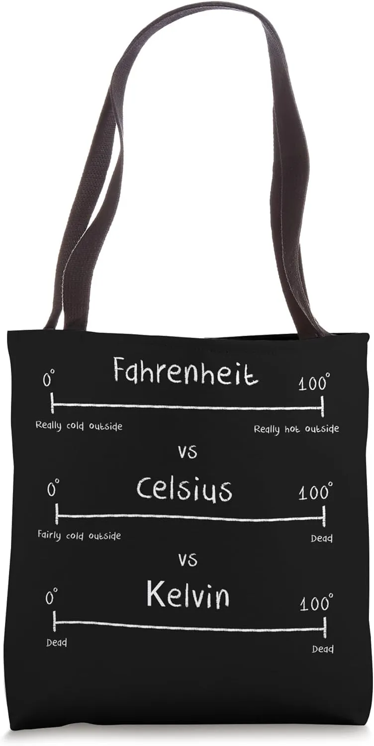 Science Meme Fahrenheit Celsius Kelvin Funny Science Teacher Tote Bag