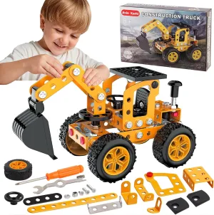 Sets Metal Assembly Toys Model Excavator Kits STEM Projects Model Car Kits to Build Jixin Xyzhi Birthday Gifts for Kids 8-16 Yellow