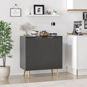 Sideboard Buffet Cabinet with Storage, Fluted Credenza Storage Cabinet with Painted Finish and Adjustable Shelves, Wood Buffet Cabinet for Dining Room, Hallway, Cupboard Console Table