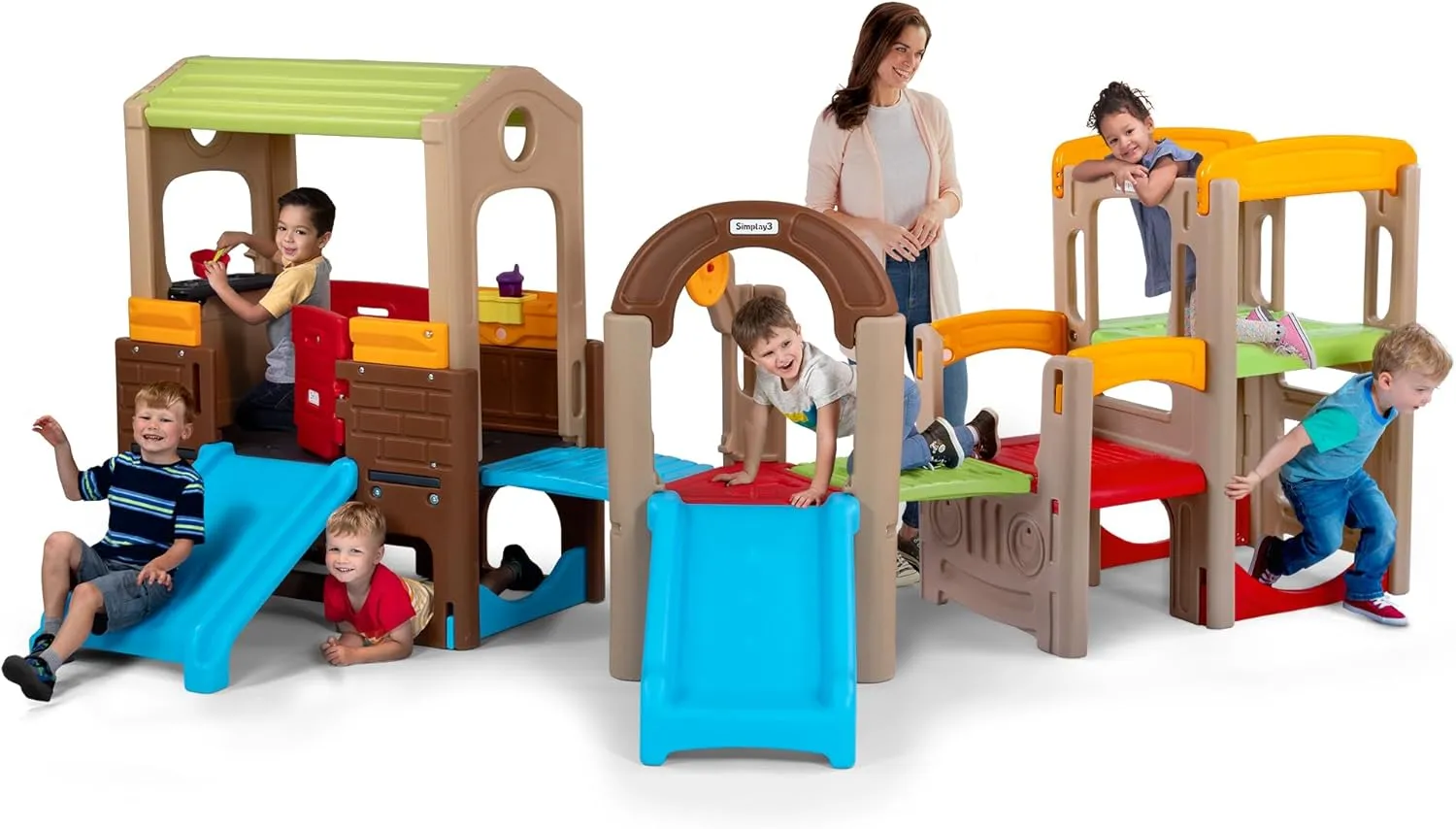 Simplay3 Young Explorers Modular Play System – Kids Activity Outdoor Playset for Children Age 18 mos - 6yrs – Toddler Playground Slide, Climb and Playhouse