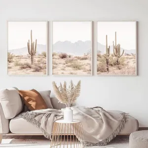 Sonoran Desert Landscape Wall Art Cactus Arizona Canvas Wall Decor Desert Poster Pictures Saguaro Cactus Art Prints Landscape Painting for Home Bedroom 12x16x3 Inch Unframed
