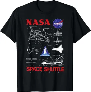 Space Shuttle Schematic Blue Print T-Shirt