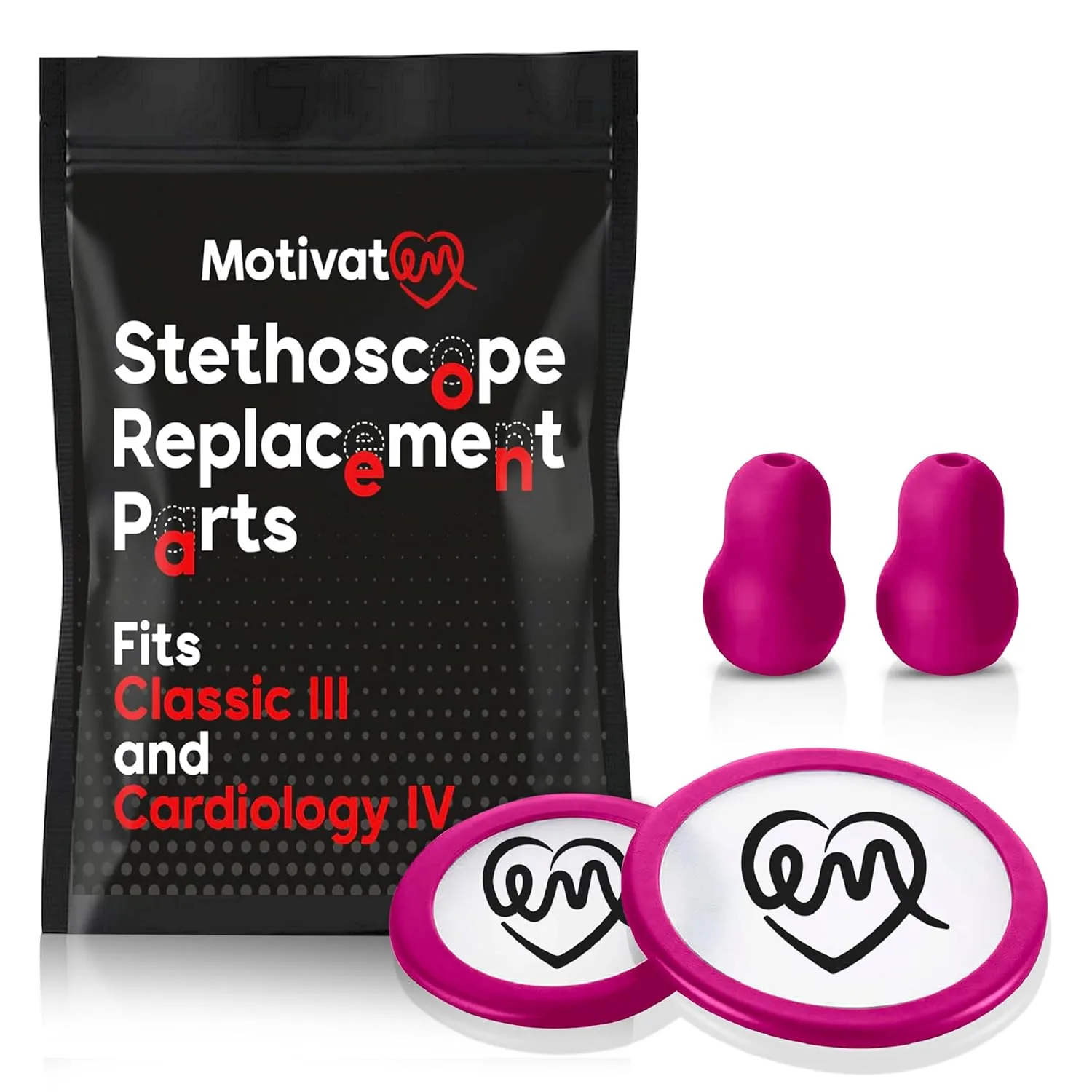 Stethoscope Replacement Part Kit for Littman Stethoscope Classic 3, Cardiology 3 & Cardiology 4 - Fits Classic III, Cardiology III & IV (Rasberry)