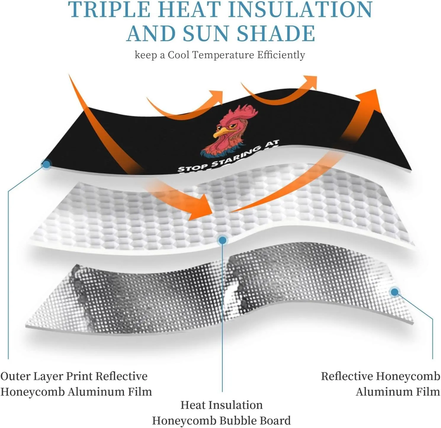 Stop Staring at My Cock Windshield Sun Shade Keep Your Vehicle Cool, for SUV Cars Trucks Universal Sun Shade
