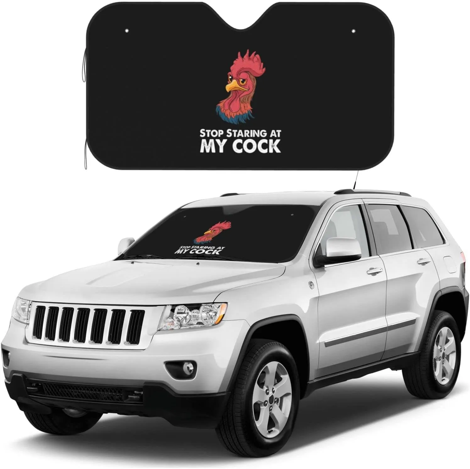 Stop Staring at My Cock Windshield Sun Shade Keep Your Vehicle Cool, for SUV Cars Trucks Universal Sun Shade