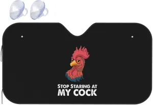 Stop Staring at My Cock Windshield Sun Shade Keep Your Vehicle Cool, for SUV Cars Trucks Universal Sun Shade