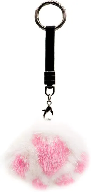 surell Genuine Mink Cat Paw Fur Keychain - Cute Bag Purse Charm - Ring Fluffy Fur Ball - Fashion Gift (Pink)