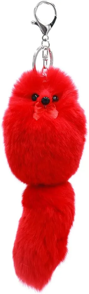 surell - Genuine Mink Fur Grape Bunch Fruit Keychain - Cute Veggie Bag Purse Charm - Healthy Food Pom Pon Gold Ring Fluffy