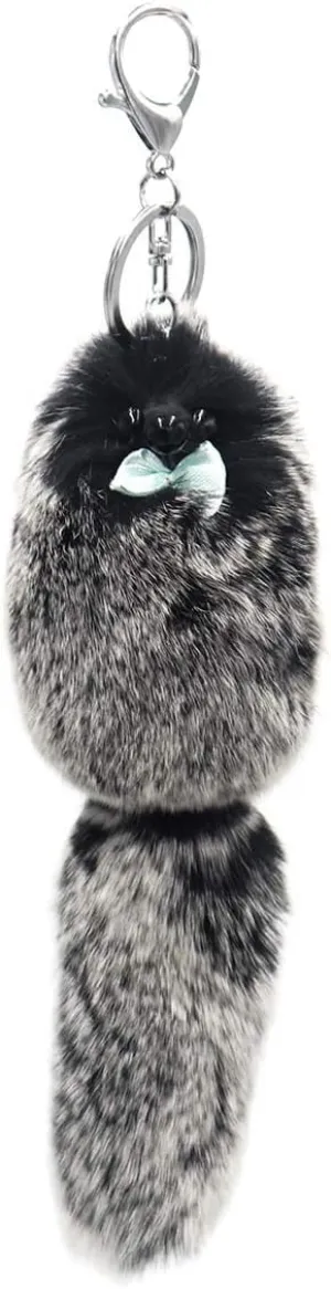 surell - Genuine Mink Fur Grape Bunch Fruit Keychain - Cute Veggie Bag Purse Charm - Healthy Food Pom Pon Gold Ring Fluffy