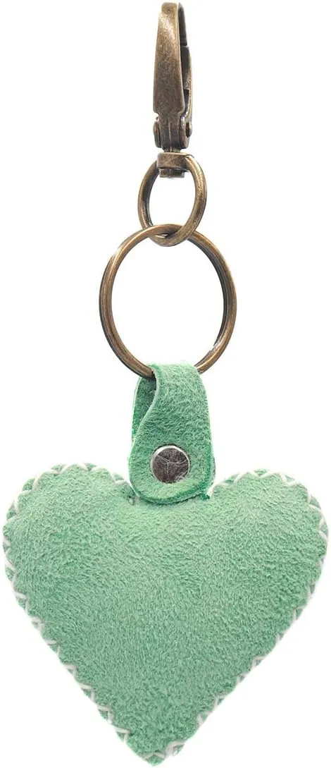 surell - Real Shearling Heart Keychain with Keyring - Cute Lambs Wool Sheepskin Bag Purse Pom Pon Charm - Love Ring Fluffy