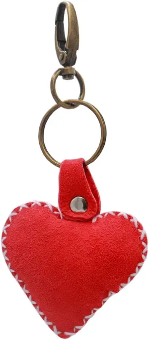 surell - Real Shearling Heart Keychain with Keyring - Cute Lambs Wool Sheepskin Bag Purse Pom Pon Charm - Love Ring Fluffy