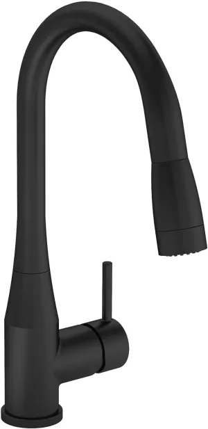 Symmons Sereno Single-Handle Pull-Down Sprayer Kitchen Faucet in Matte Black (1.5 GPM), Large