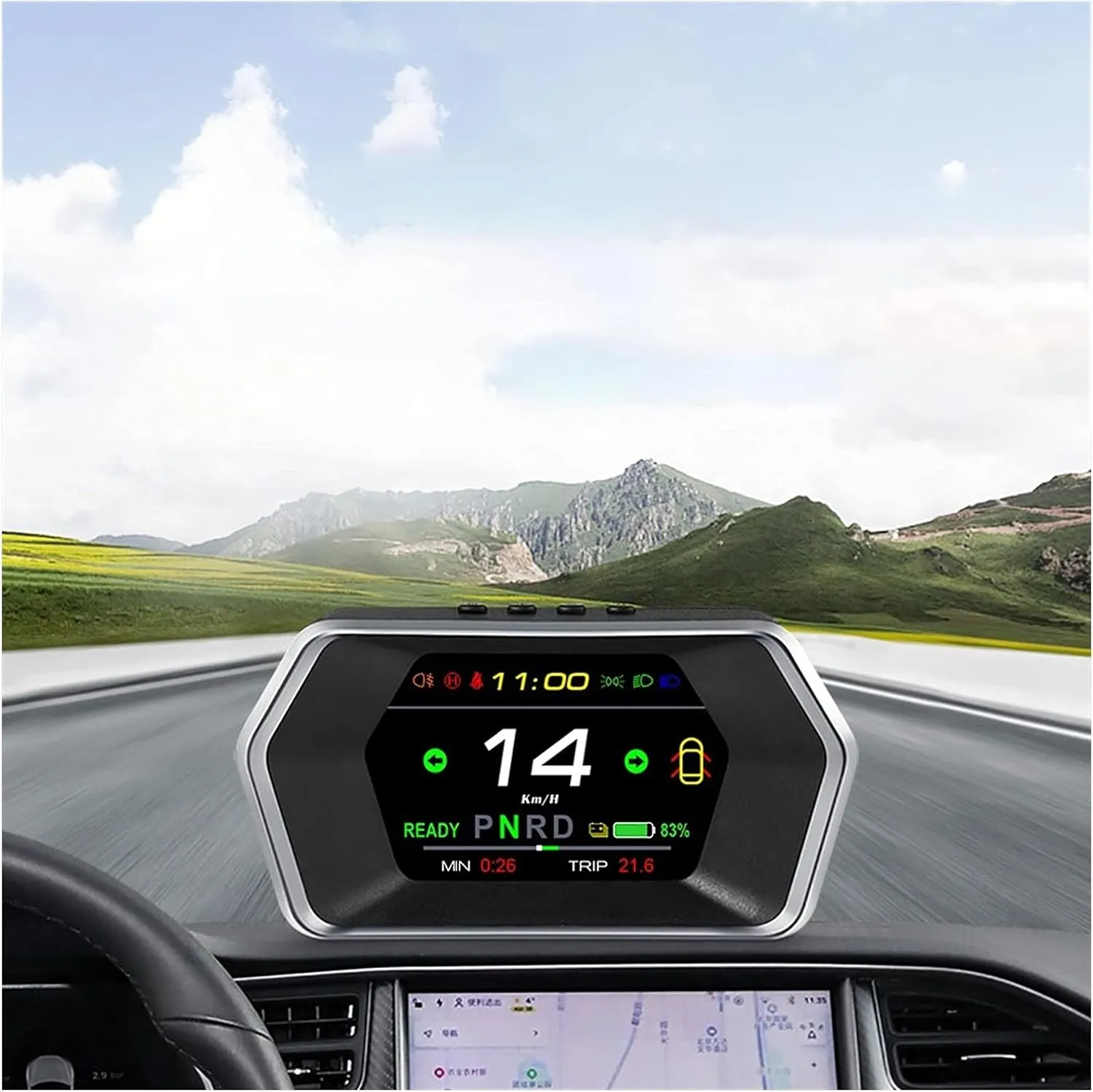 T17 Head Up Display Auto Display Smart Car HUD Gauge Speed Indicator Light Prompt Safety Alarm Driving Time For Model 3