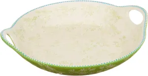 Temp-tations Round Centerpiece Bowl, 14"x13", Stoneware, Bake & Serve (Floral Lace Lime)